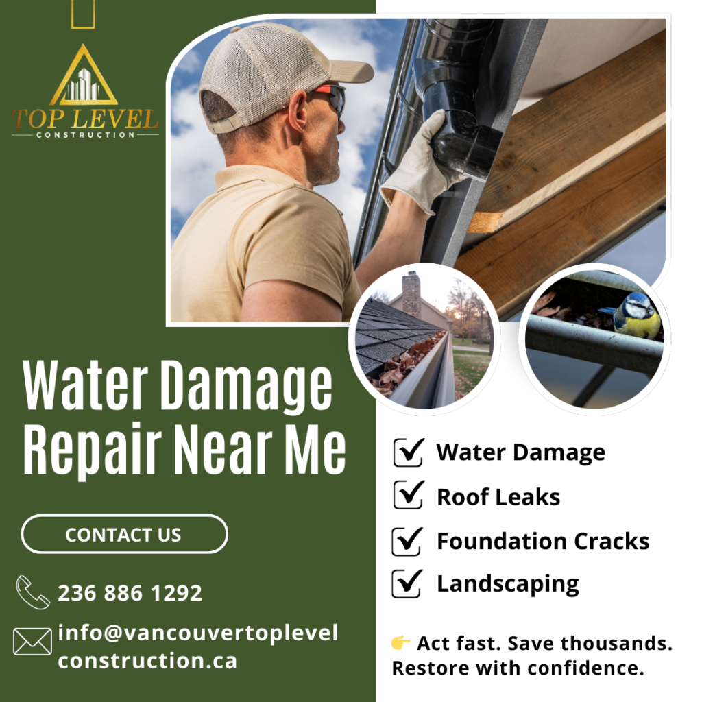 Water damage repair near me in Vancouver showing professional home restoration after flooding