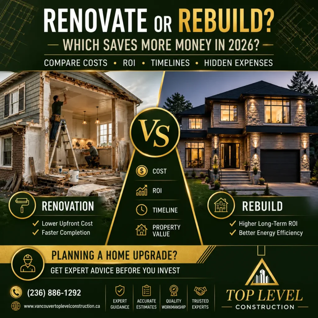 Renovation vs rebuilding house cost comparison guide showing which option is cheaper in 2026