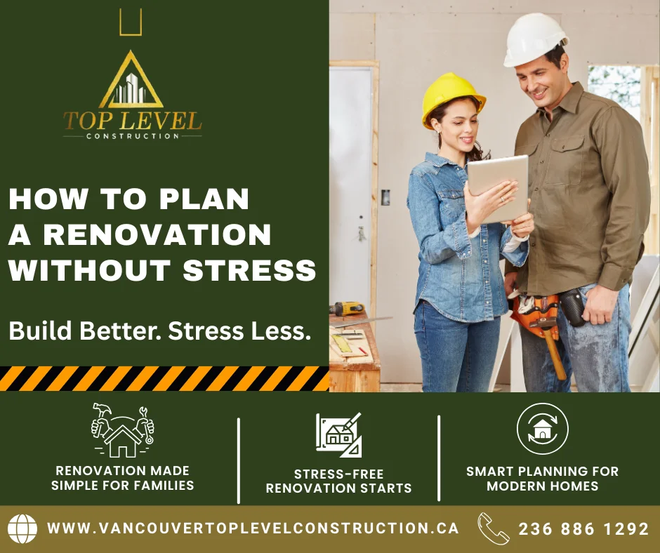The workspace provides a stress-free home renovation planning workspace in a Vancouver family home, complete with blueprints, material samples, and a renovation timeline.