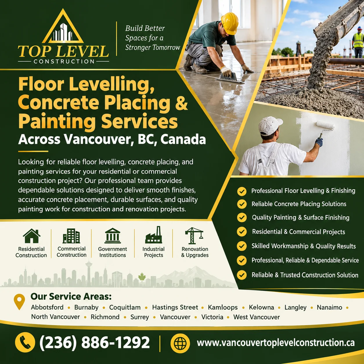 Floor Levelling, Concrete Placing & Painting Services in Vancouver, BC